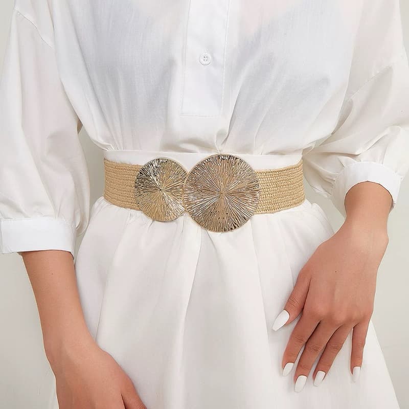 Cinto Feminino de cintura elástico de luxo e elegante, estilo boho vintage