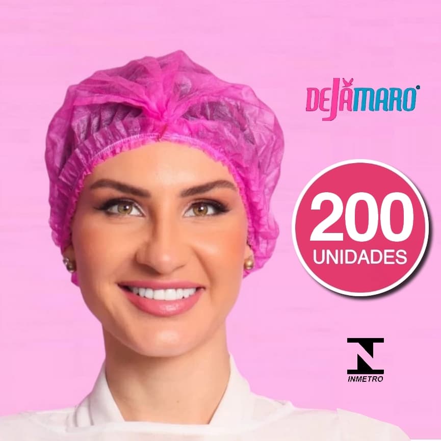 Kit 200 Touca descartável rosa TNT com Registro ANVISA bebe pink