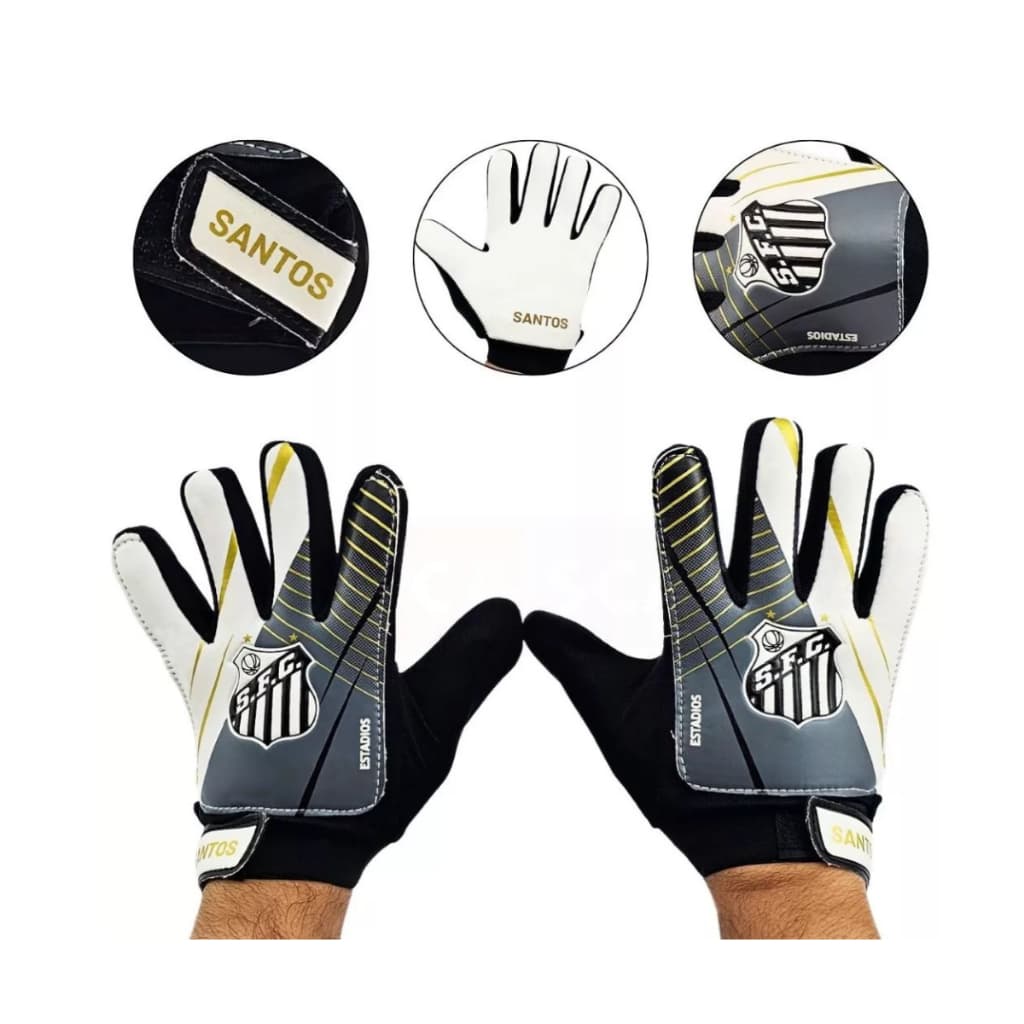 LUVA GOLEIRO INFANTIL TREINOS E JOGOS LICENCIADA OFICIAL SANTOS FC
