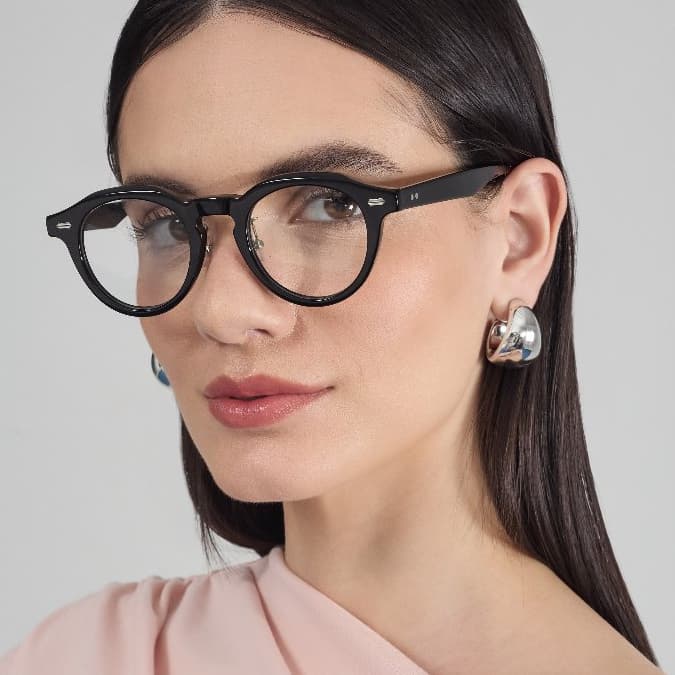 【Betsy】Óculos Sem Grau Redondo Vintage Estilo Intelectual Artesanal, Armação de Acetato Chapa