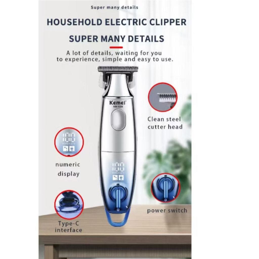 Kemei-Aparador de pêlos profissional para homens, cortador de barba elétrico,  KM- 3230