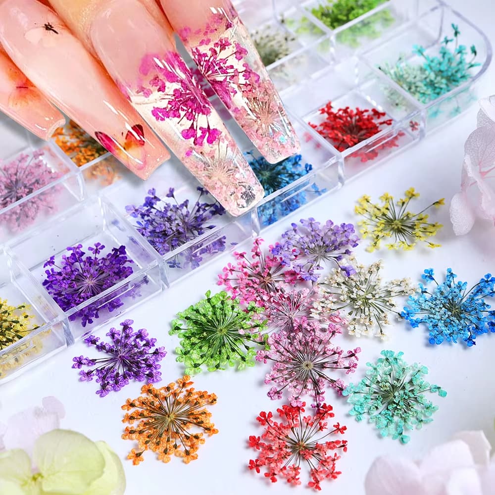 Kit 2 Flores Secas Artificiais Nail Art Para Resina Decoração