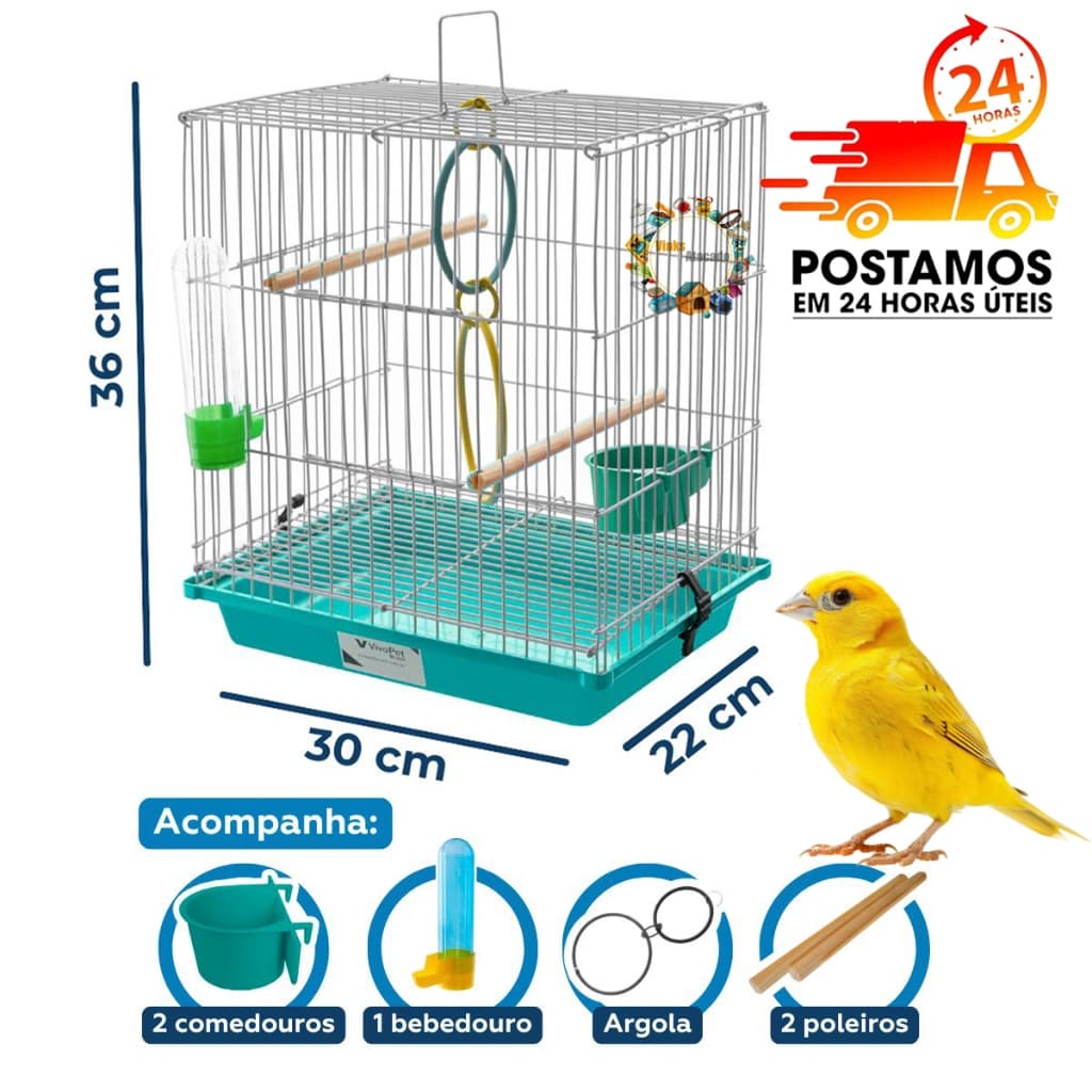 Gaiola Viveiro Caçulinha Para Pássaros Canário Belga Periquito Australiano Cúrio COMPLETA PROMOÇÃO