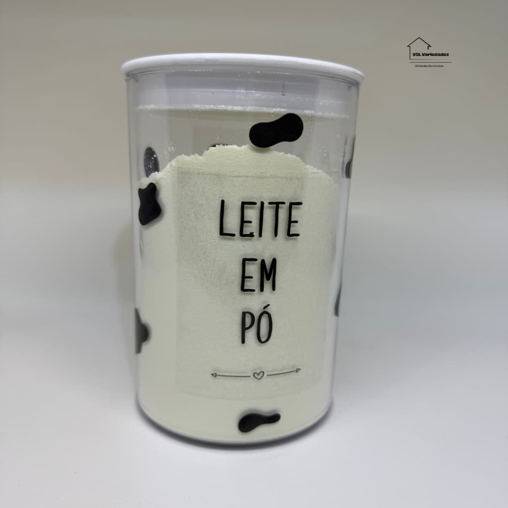 Pote Decorado 1.000ml Leite em Pó | Acrílico Hermético Adesivado - 5 Cores