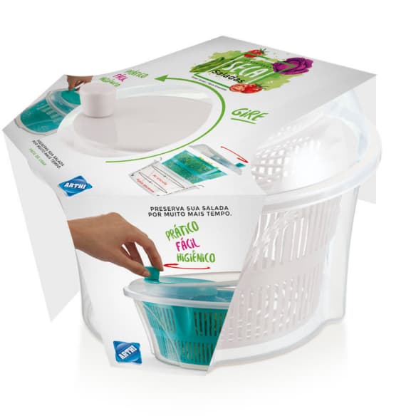 Centrífuga Seca Salada Secadora Premium Alface Folhas Cor Transparente