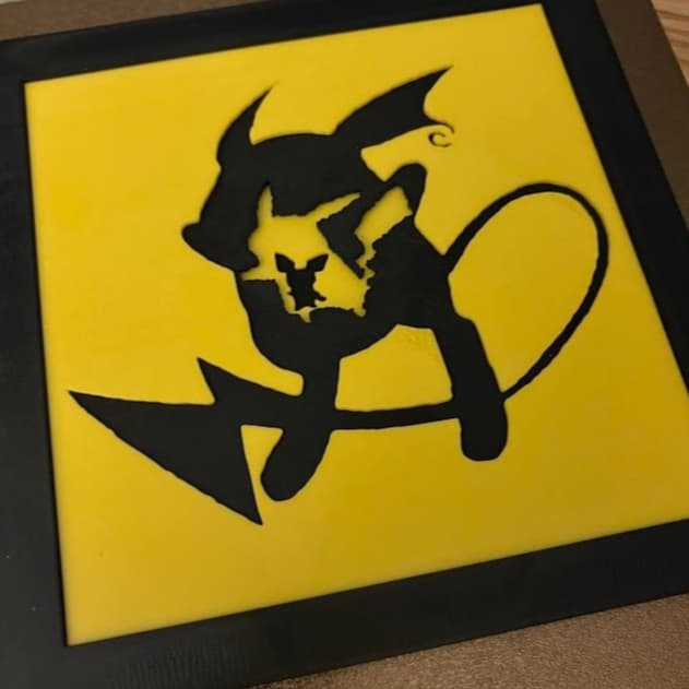Quadro Decorativo Raichu Silhueta - Arte Geek Pokémon (21x21x8cm)