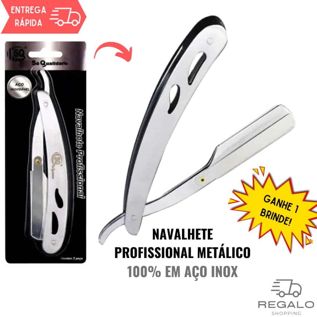 Navalhete Profissional de Aço Inox com brinde Navalha Para Barbear Design Sobrancelha Cortar Cabelo
