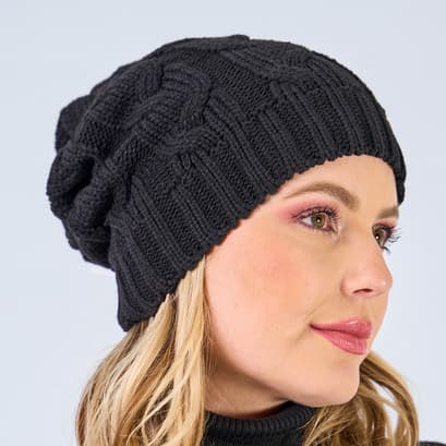 Gorro Feminino Tricot Lã Premium Inverno Touca Tranças Quente Confortável Mariá Mariotti - 20238