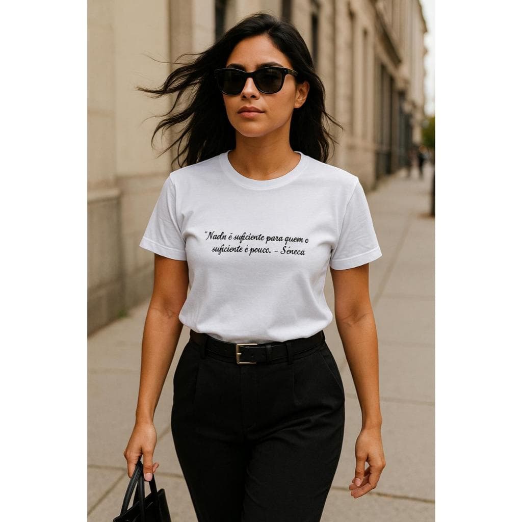 Camiseta básica 100% algodão t-shirt casual trabalho frase Séneca