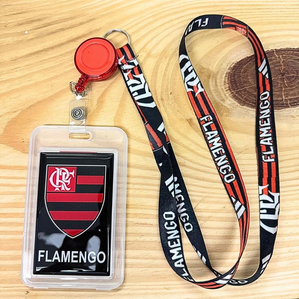Porta Cartão ou Crachá Suporte de Identificação do Flamengo credencial estudante cordão pescoço