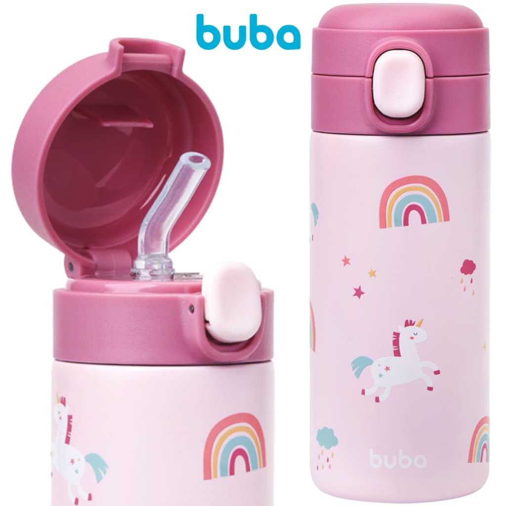 Garrafinha Térmica Buba Parede Dupla Magic Unicórnio 320 ML Antivazamento Menina  Lançamento