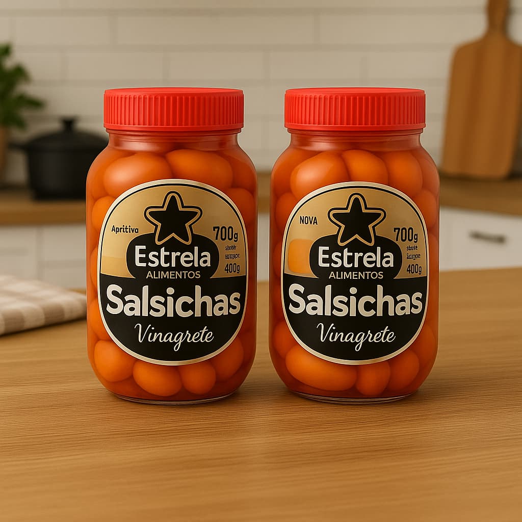 2 Potes Salsicha Vinagrete em Conserva 400g Drenado cada Pote Petisco Aperitivo