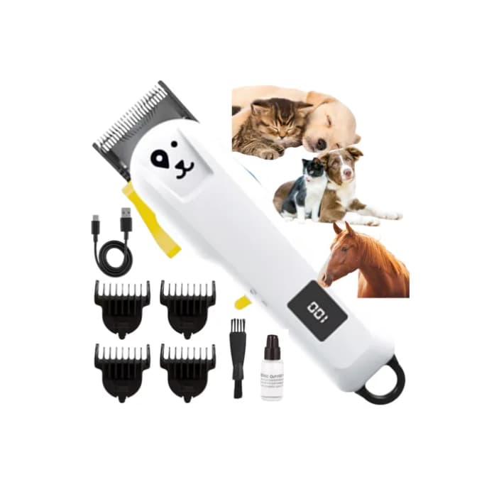 Máquina de Tosa Recarregável Aparador Pelos Cachorro Gato Cavalo Profissional Pet Cortador Potente