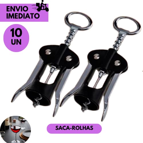 Kits 10 ou 5 Saca-Rolha com Abridor de Garrafa 2 em 1 Utensílio Prático p/Vinhos e Bebidas em garraf