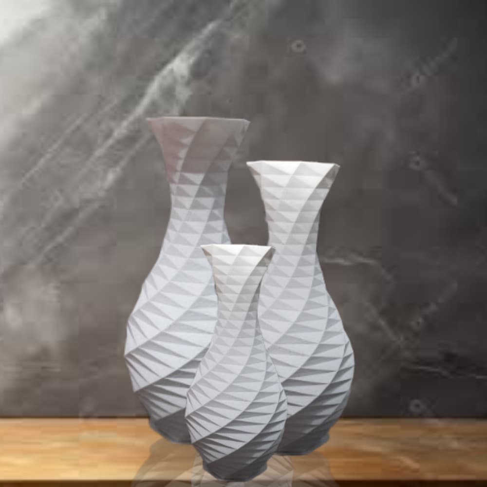 Trio Vasos Grandes Decorativos Brilhosos Modernos Para Arranjos e Flores De Mesa