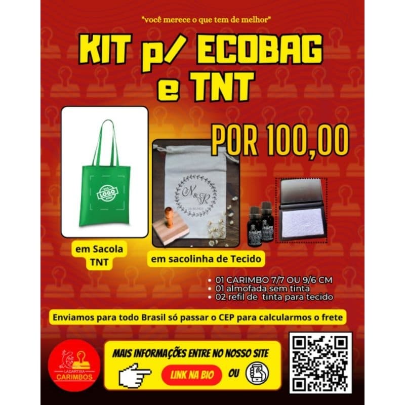 kit carimbos para TNT e ecobag