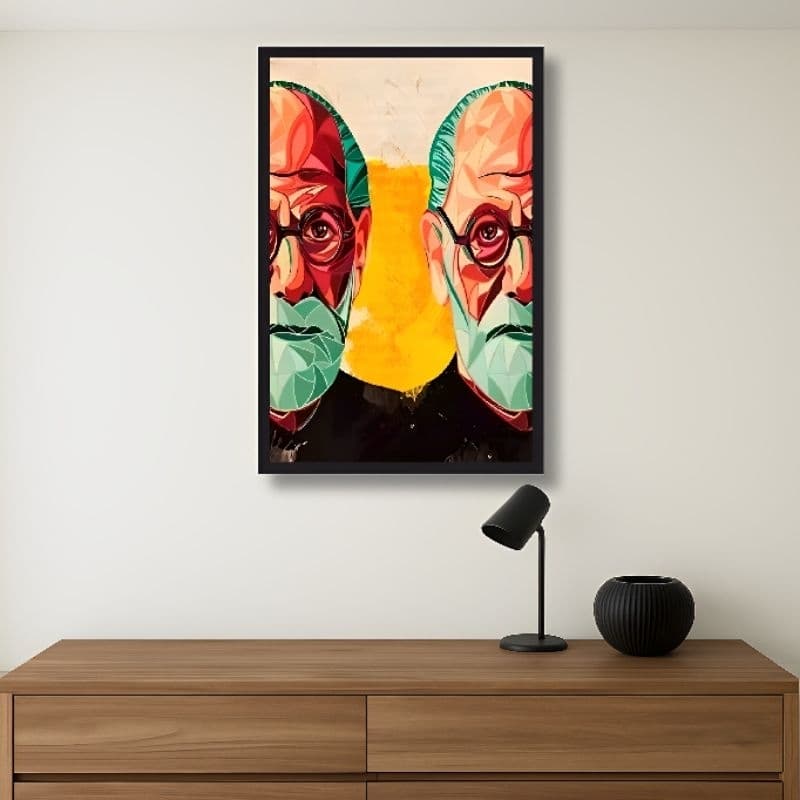 Quadro decorativo pintura moderna Sigmunt Freud arte incrível