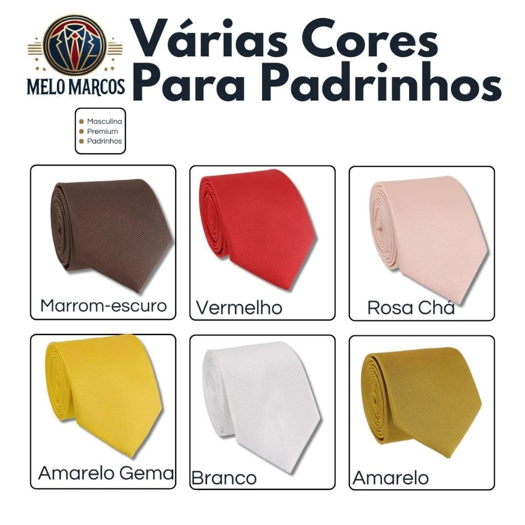 Gravatas Social Lisas Cores KIt com 6 Padrinhos Casamento Eventos Congressos