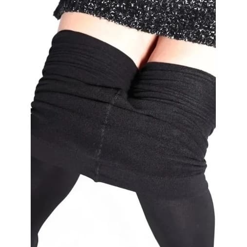 Meia-Calça Térmica Forrada Peluciada Translúcida de Lã Feminina Super Elástica Slim
