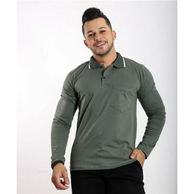 Blusa masculina estilosa de algodão Gola polo