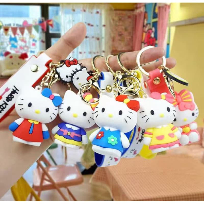 Chaveiro Feminino 3D Emborrachado Hello Kitty Turma Hello kitty Chaveirinho Para Bolsa e Chaves