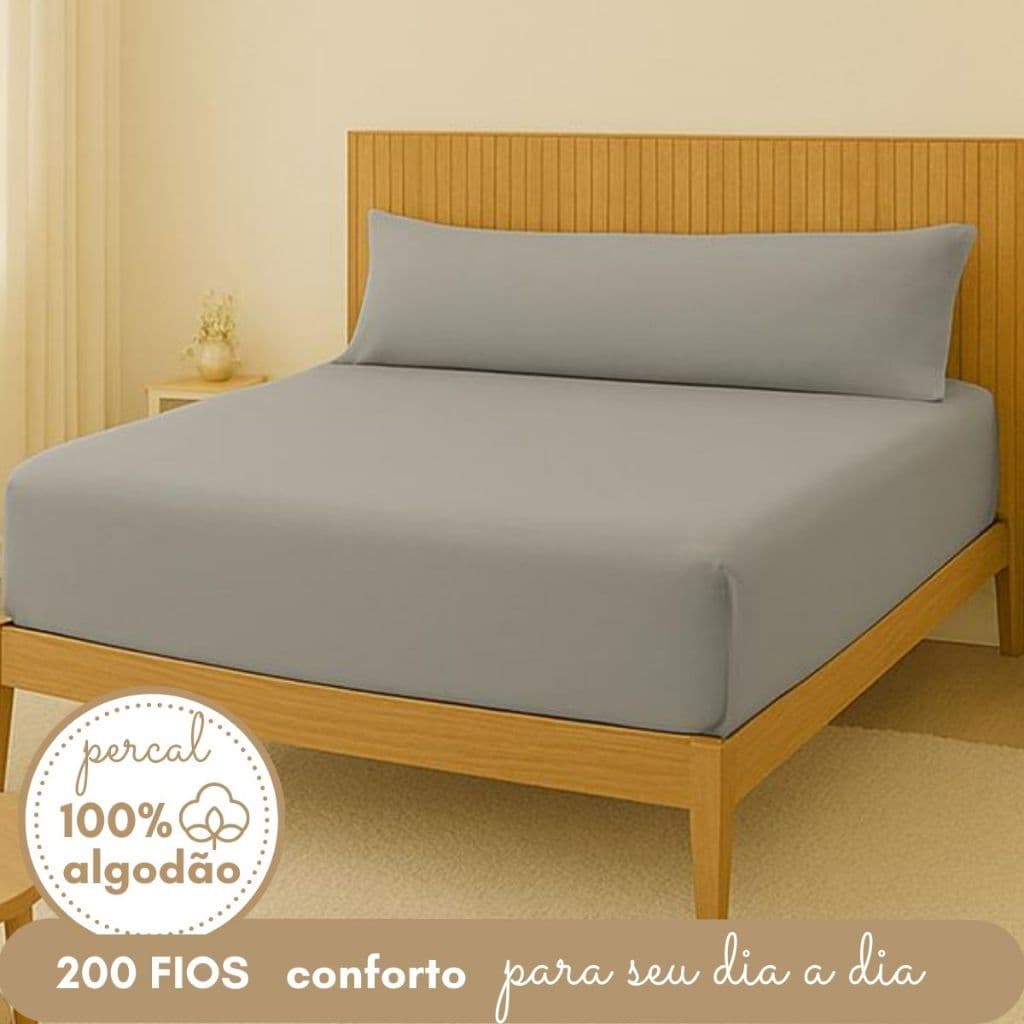 Lençol de Baixo com Elastico e Fronha Corpo para Travesseiro Xuxao 100% Algodão Casal Queen King