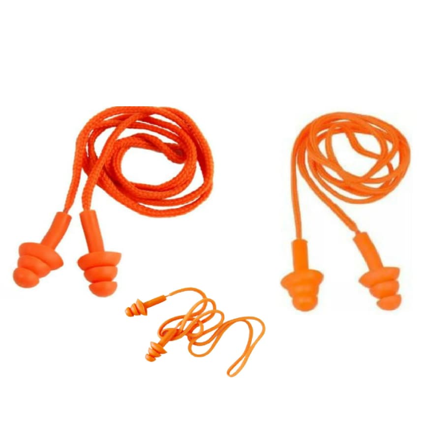 Protetor Auricular de Silicone com Cordão 5unidades Uso Pessoal Proteção ouvido