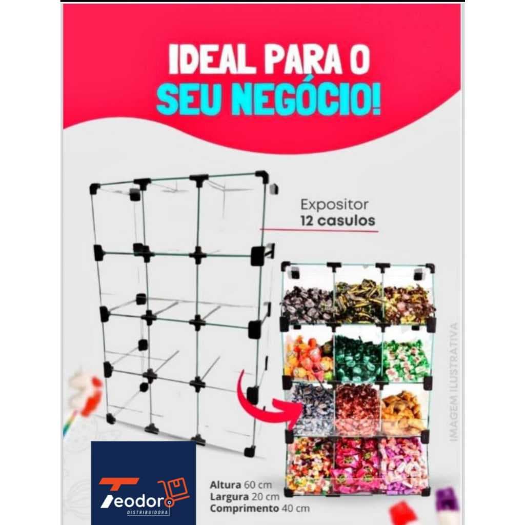 Baleiro de Vidro com 12 Espaços Reforçado – Vidro temperado | Ideal p/ Doces, Balas, FÁCIL DE LIMPAR