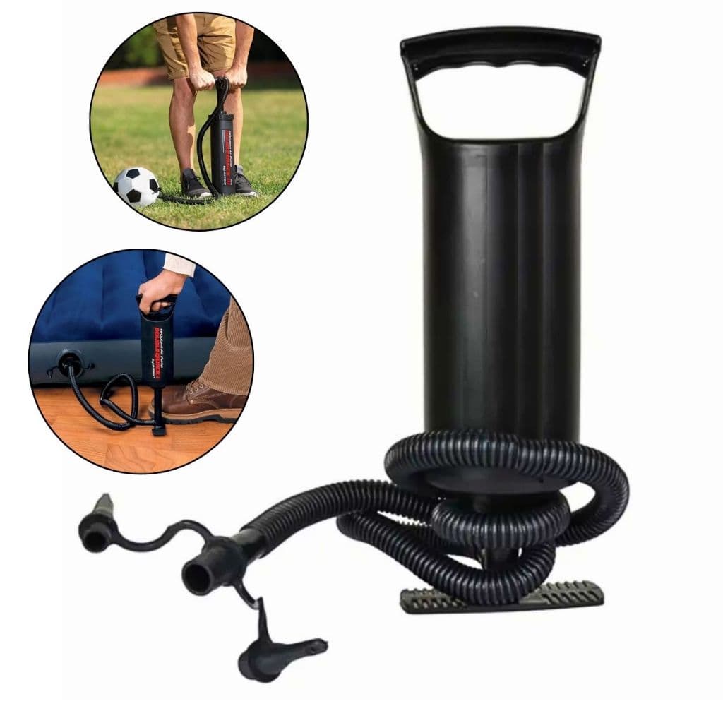 Bomba de ar 2 Tempo Com 3 Bicos Adaptador Para Encher Piscina Bola Colchão Inflável Premium