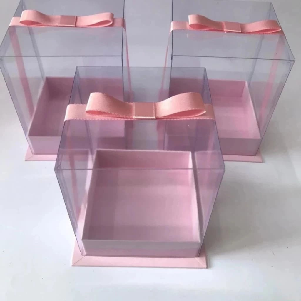 10 Laço Cetim 5cm Nº2 + Fita de Fechamento p/ Caixa Acrílica Acetato Caixinha 6x6cm Caixa Presente