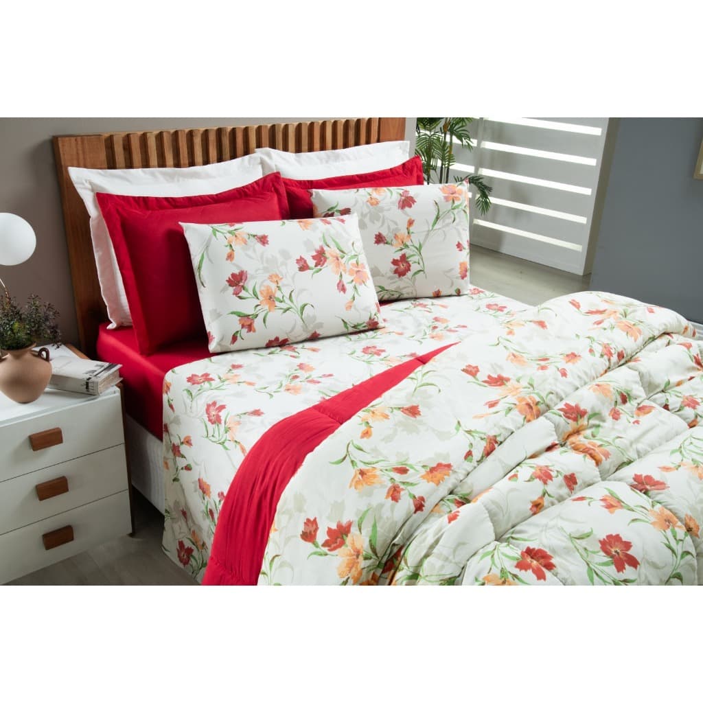 Edredom Solteiro Casal Queen Dupla Face Estampado 170 Fios 100% Poliéster