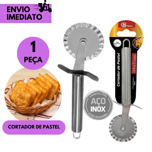 Cortador de Pastel Carretilha Inox Manual Massas Cozinha Prático e Durável p/ Preparar Pastel