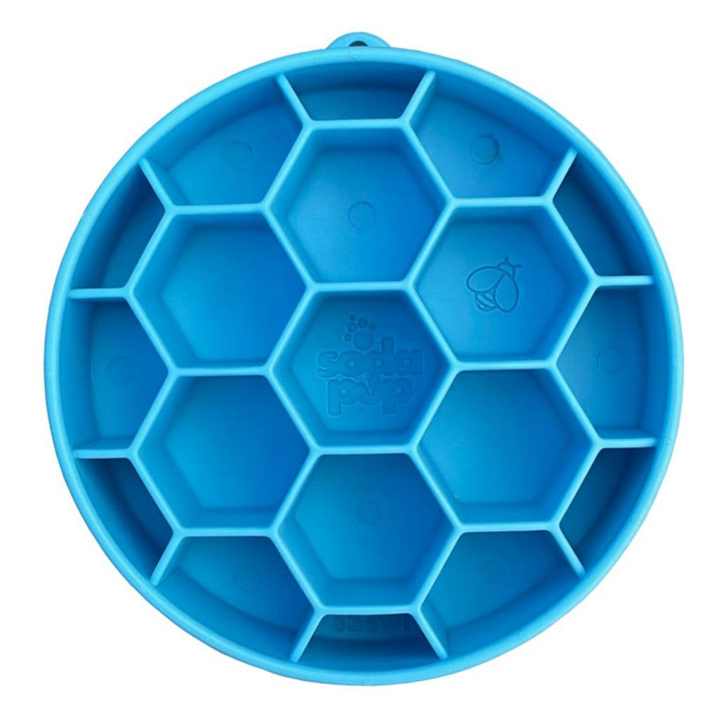 COMEDOURO LENTO E RECHEÁVEL PARA CÃES - HONEYCOMB EBOWL AZUL - SODAPUP