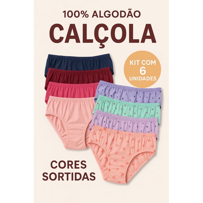Calçola Senhoras Algodão kit com 6 unidade