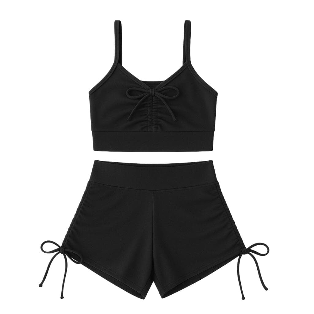 Promoção Conjunto Preto Feminino Fitness Short e Top Academia Praia Zero Transparência Pano Grosso