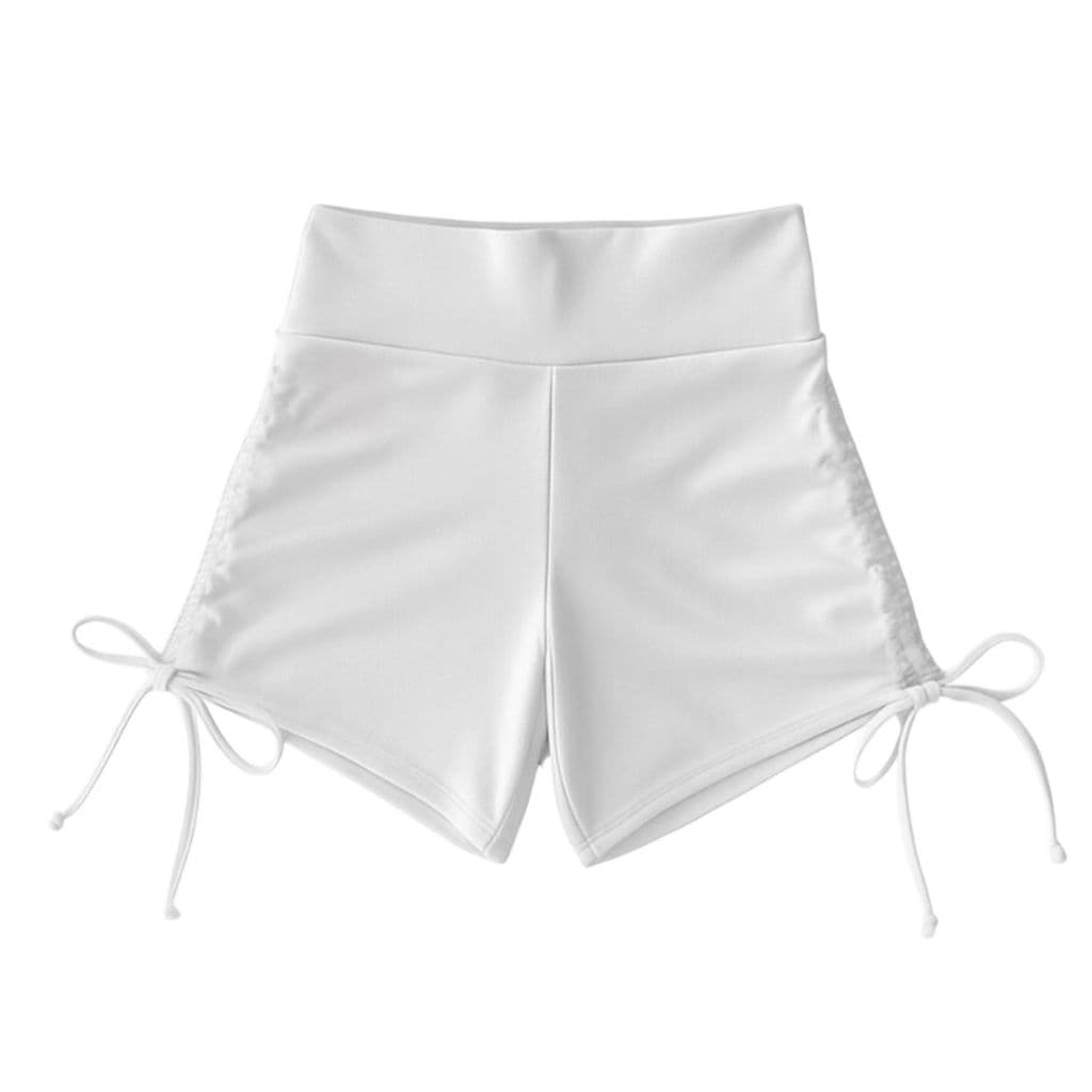 Short Curto Academia Fitness Zero Transparência Feminino Cintura Alta Branco Caminhada Treino Grosso