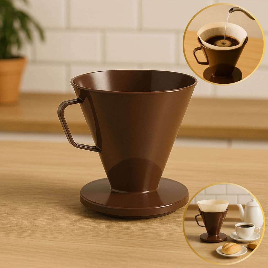 Porta Filtro de Café Plástico Marrom N°103 Coador Resistente Compatível Melitta