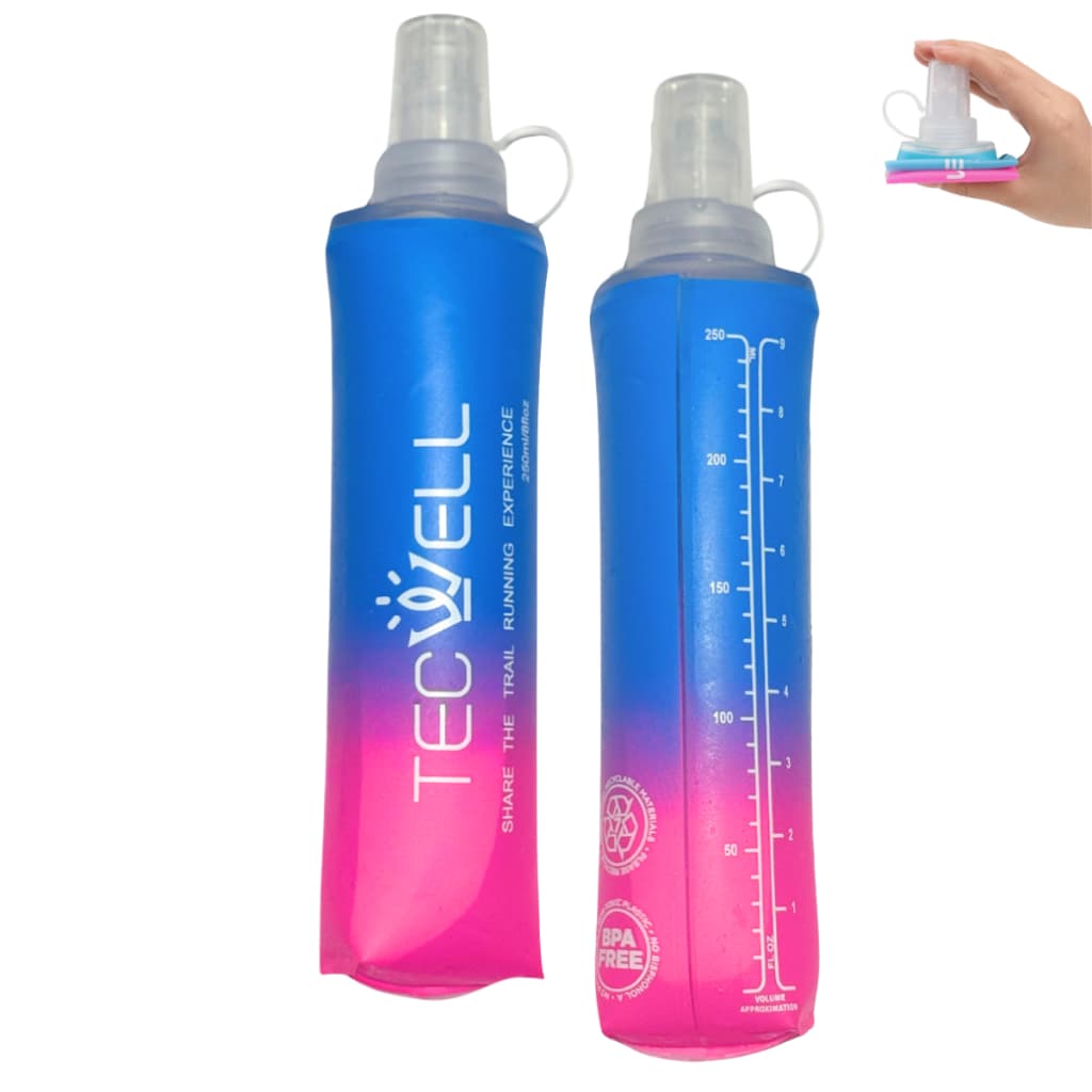 Kit 2 Garrafa De Água Dobrável Silicone Squeeze Hidratação 250ml Corrida