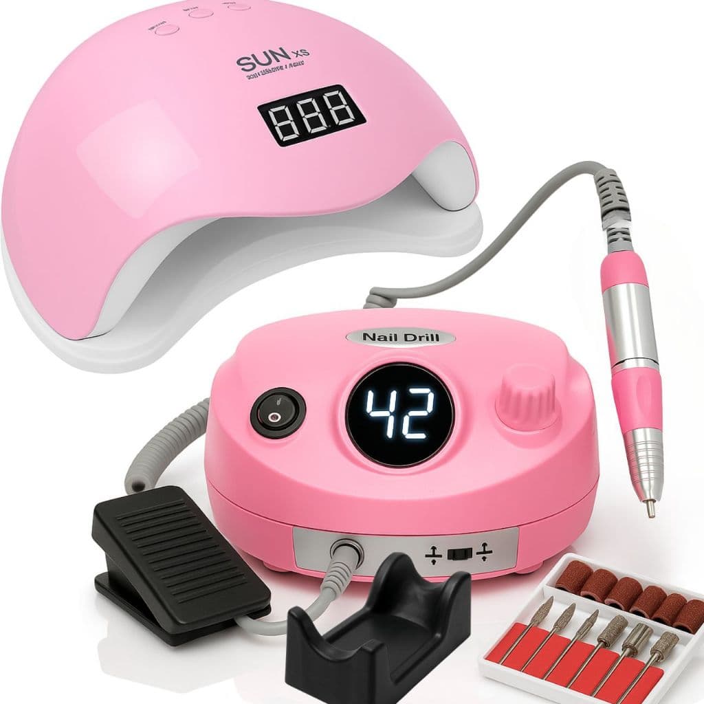 Cabine Sun 5 Led Estufa + Lixa Lixadeira Eletrica Motor Porquinho Manicure Profisional Acrigel Fibra Envio Imediato
