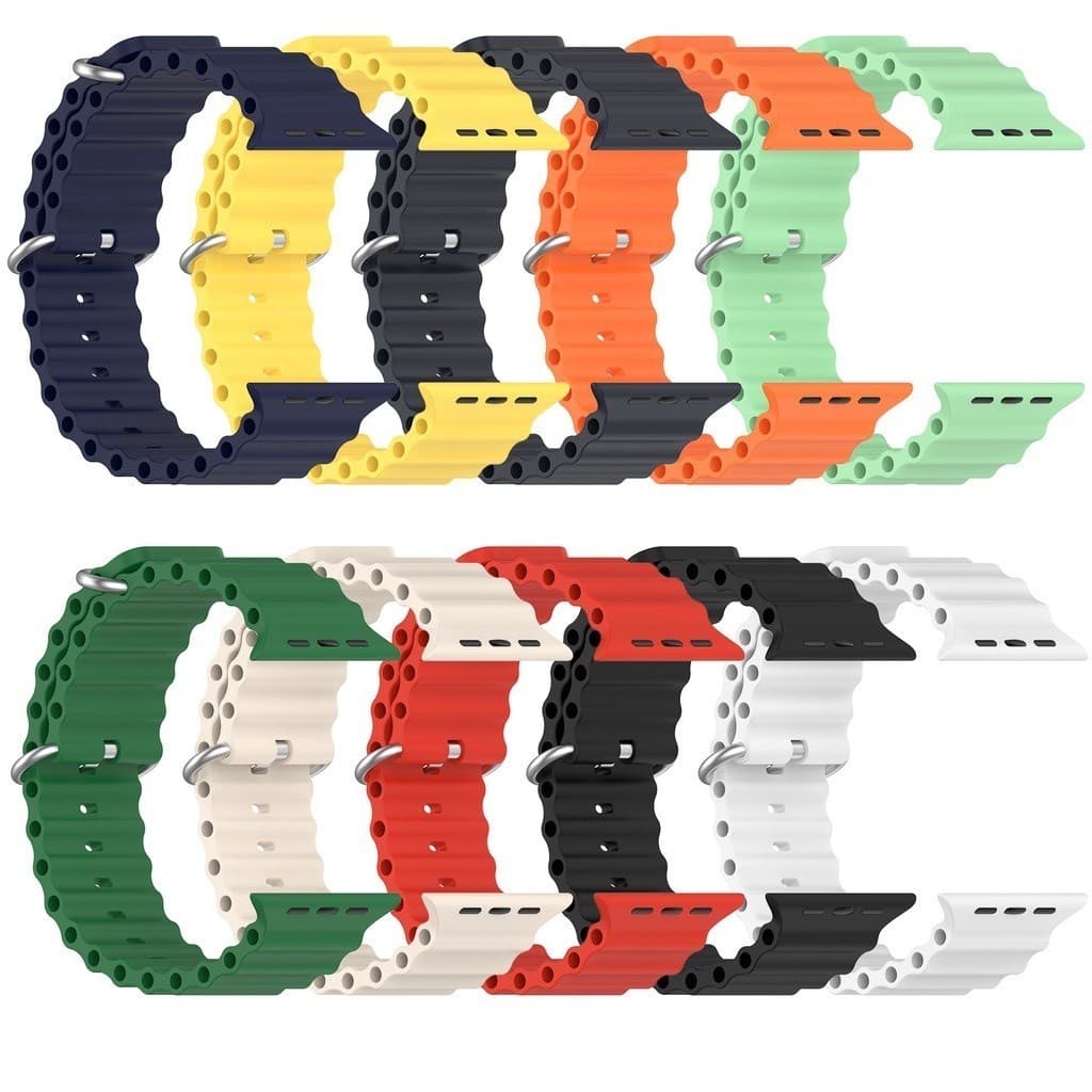 Pulseira de Silicone Para Smartwatch Pulseira Ocean Compativel iWatch series 10/9/8/7 PRO Ultra Para 42mm 44mm 45mm 49mm