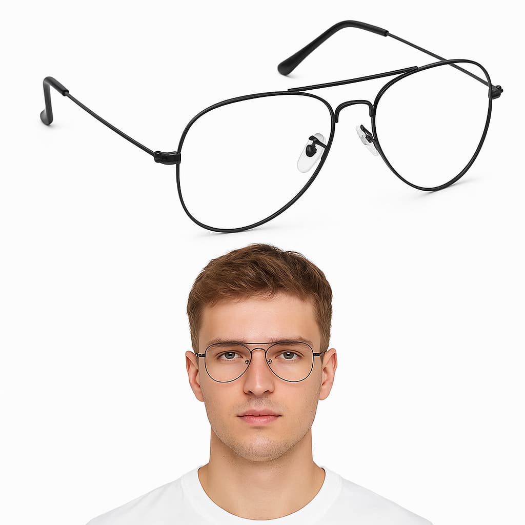 Armação De Óculos Aviador Unissex Metal Leve Confortável Clássico Para Lentes De Grau Estiloso