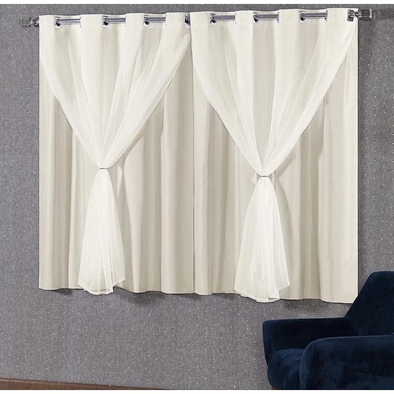 Cortina Blackout Blecaute com Voil Liso 1 Parte (1,40m x 1,80m)