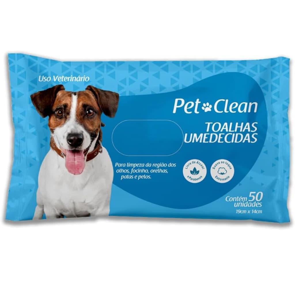Toalhas Lenços Umedecidos Para Pet Cães e Gatos 50 unidades