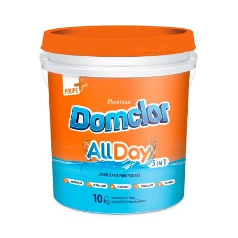 Cloro Balde 10kg Piscina Domclor Allday 5 Em 1 Granulado Ação Rápida
