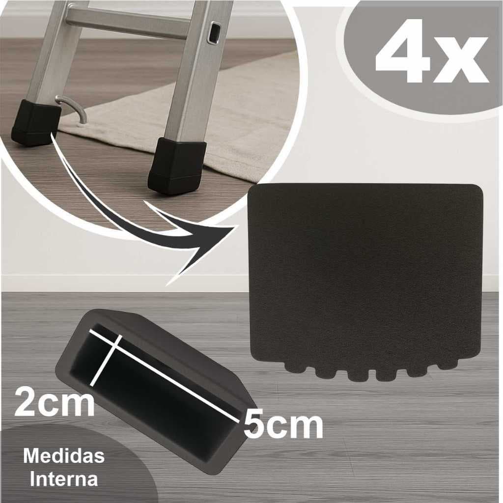 Sapata Pé Borracha Para Escada De Aluminio 20x50mm  4 Pçs