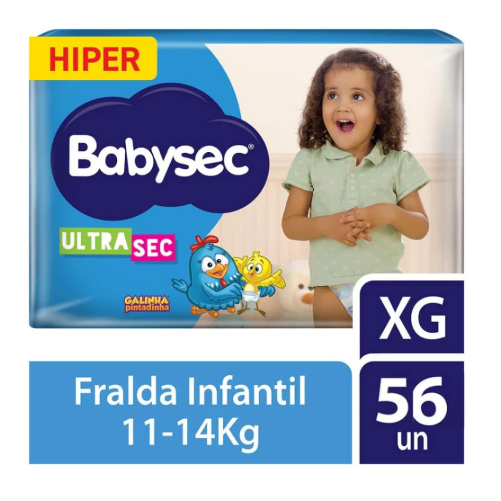 Fralda Babysec UltraSec Hiper Tamanho XG - 56 Unidades