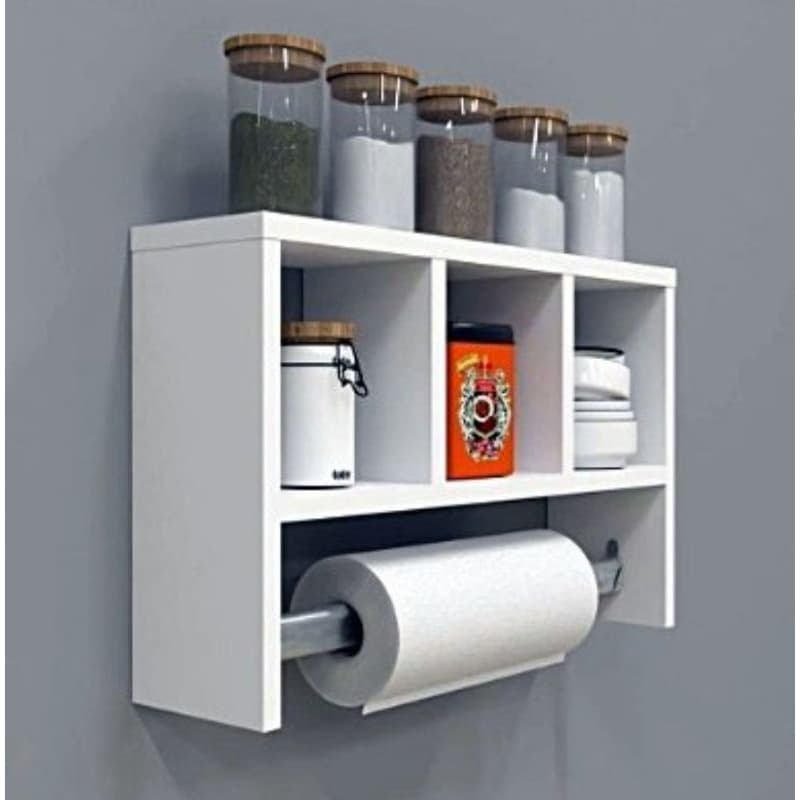 Nicho Para Cozinha Com Porta Papel em MDF Branco