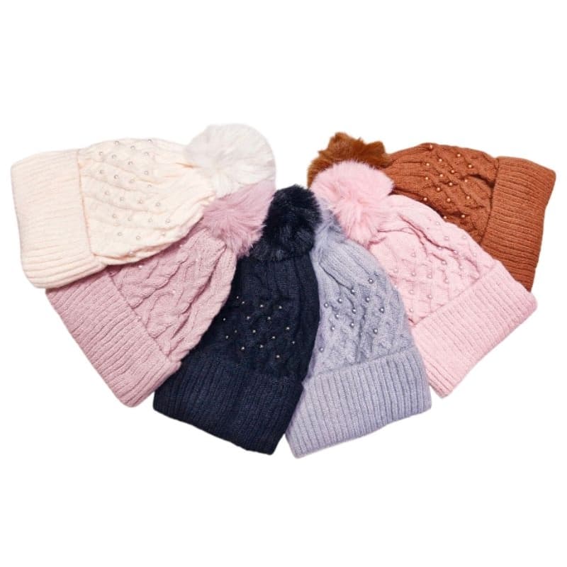 touca com pompom pérola inverno femenina