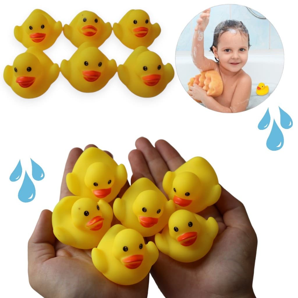 Kit Brinquedo 6 Patinhos De Vinil Pato Para Hora Do Banho Divertido Com Barulho