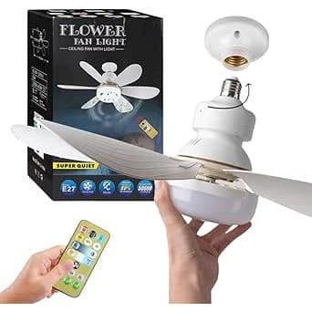 Lâmpada Ventilador de teto 6 pás E27 com controle bivolt
